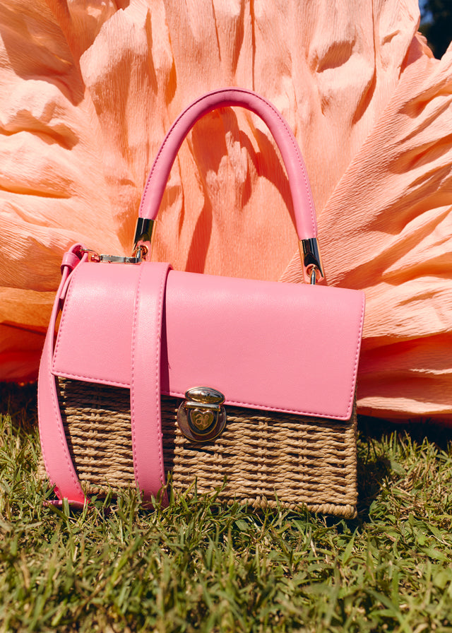 Τσαντα Ψαθινη Συνδυασμενη