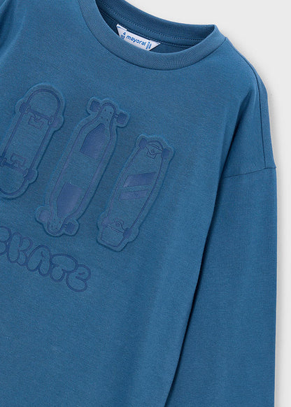 T-Shirt μακρυμάνικο ανάγλυφη πλισέ