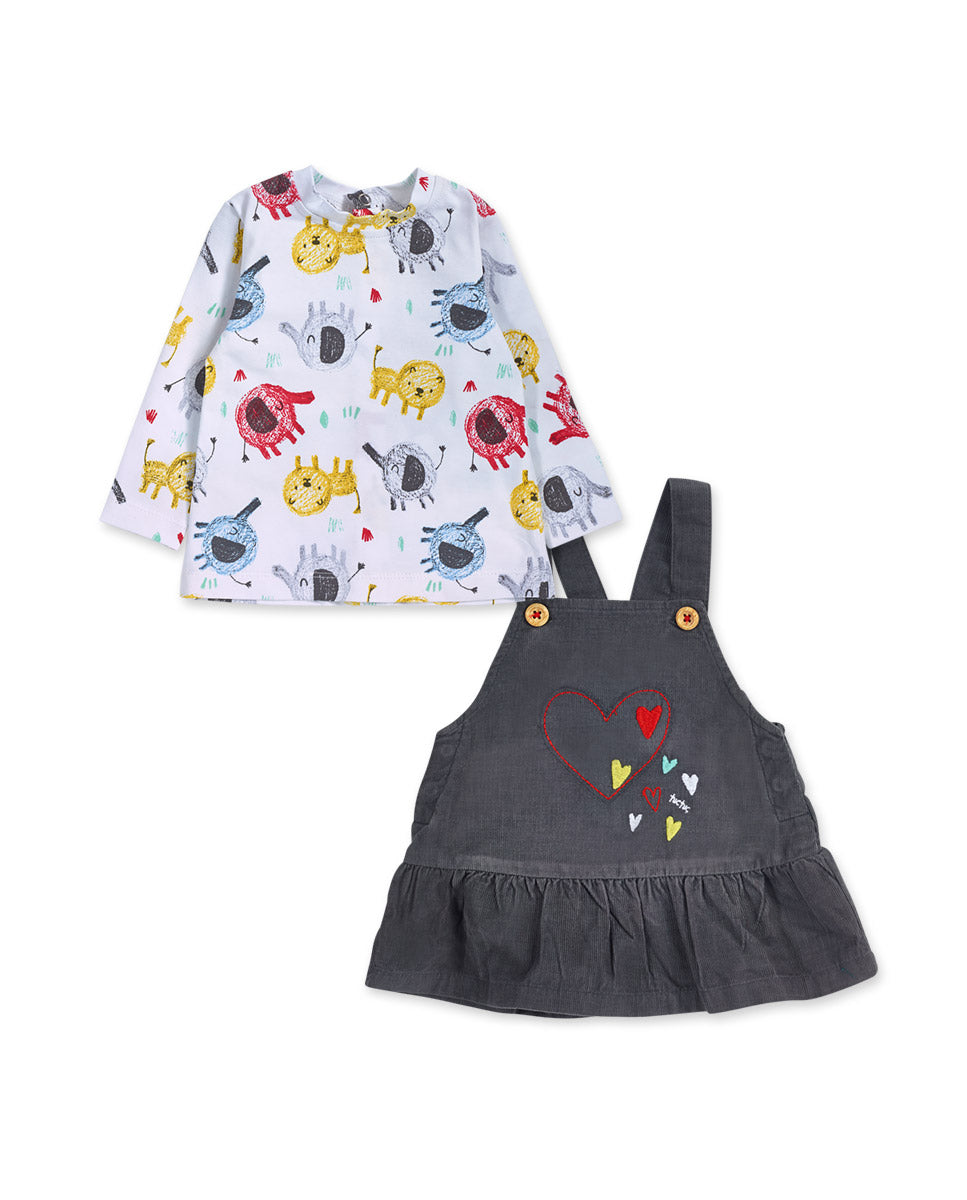 Jersey Pinafore Dress And T-Shirt