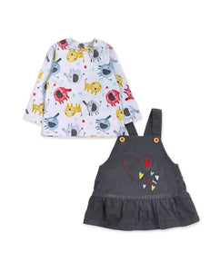 Jersey Pinafore Dress And T-Shirt